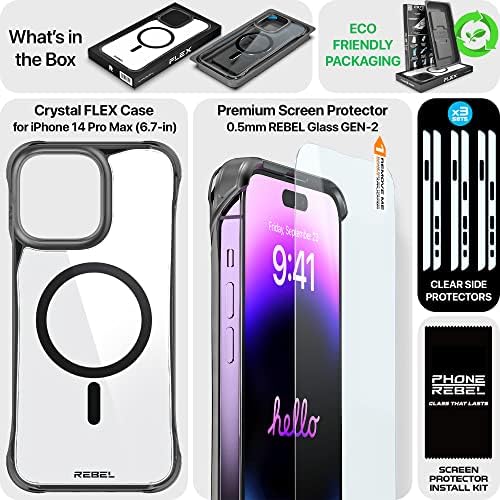 טלפון מורד iPhone 14 Pro Max Case [Crystal Flex Series] צדדים חשופים לנוחות, תואם Magsafe חזק, שקוף, אטום הלם,